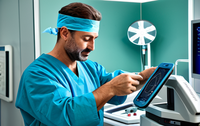 Laser Surgery Innovation**

A modern operating room in Italy.  A surgeon in scrubs (fully clothed, appropriate attire) is carefully using a laser device during a delicate operation. High-tech medical equipment is visible in the background. Focus on precision and advanced technology.  Safe for work, professional medical setting, perfect anatomy, correct proportions, well-formed hands, proper finger count, family-friendly, realistic, high quality.

**