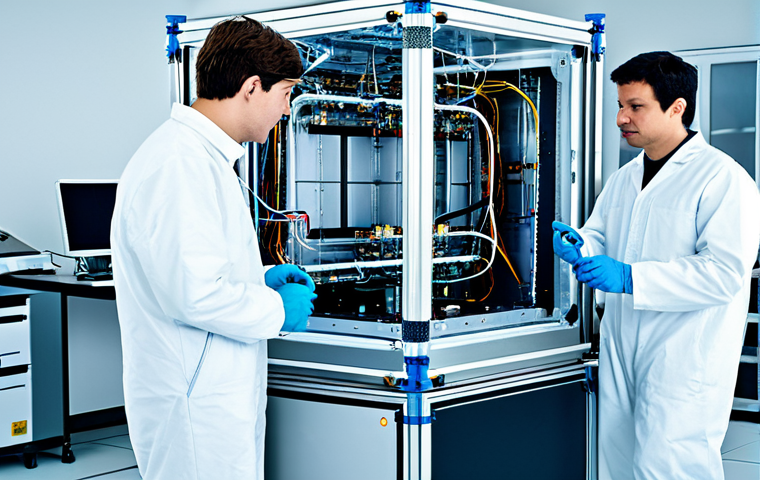 양자광학 응용 사례 - Quantum Key Distribution Lab**

"A modern, high-tech laboratory setting, featuring advanced optical ...