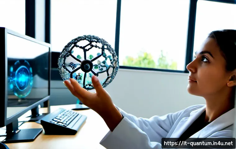Home 11 양자화학 - Photorealistic quantum chemistry laboratory in a modern Italian university, a focused female scienti...